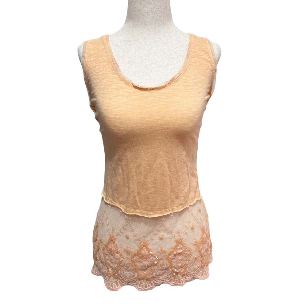 Threads 4 Thought Peach Lace Trim Fairy Tank Top Sustainable‎ Apparel Size Small